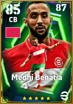 Medhi Benatia eFootball 2026 player card — 85 OVR CB