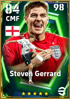 Steven Gerrard eFootball 2026 player card — 84 OVR CMF