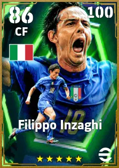 Filippo Inzaghi eFootball 2026 player card — 86 OVR CF