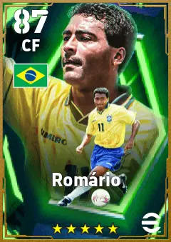 Romario eFootball 2026 player card — 87 OVR CF