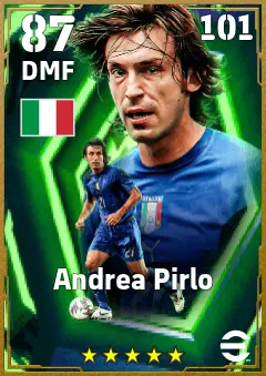 Andrea Pirlo eFootball 2026 player card — 87 OVR DMF