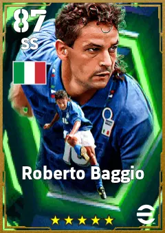 Roberto Baggio eFootball 2026 player card — 87 OVR SS