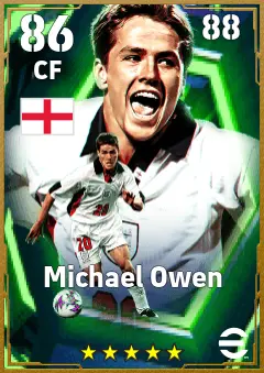 Michael Owen eFootball 2026 player card — 86 OVR CF