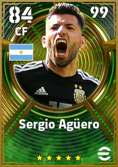 Sergio Aguero eFootball 2026 player card, 84 OVR CF