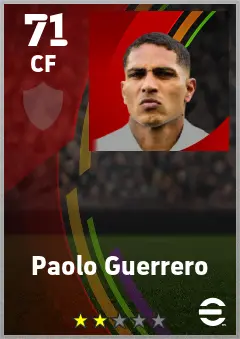 Paolo Guerrero eFootball 2026 player card — 71 OVR CF