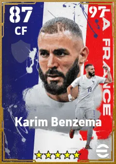 Karim Benzema eFootball 2026 player card — 87 OVR CF