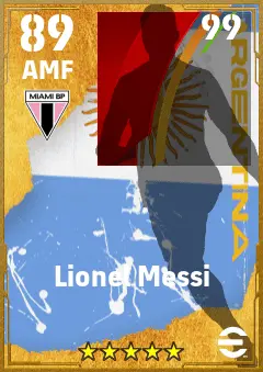 Lionel Messi eFootball 2026 player card — 89 OVR AMF