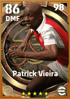 Patrick Vieira eFootball 2026 player card — 86 OVR DMF