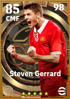 Steven Gerrard eFootball 2026 player card — 85 OVR CMF