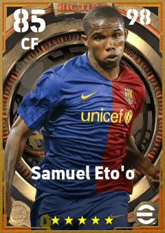 Samuel Eto o eFootball 2026 player card — 85 OVR CF
