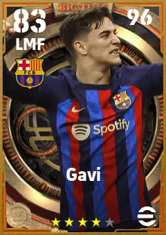 Gavi eFootball 2026 player card — 83 OVR LMF