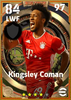 Kingsley Coman eFootball 2026 player card — 84 OVR LWF