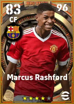 Marcus Rashford eFootball 2026 player card — 83 OVR CF