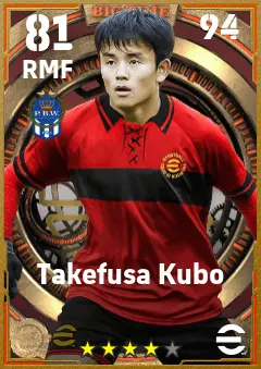 Takefusa Kubo eFootball 2026 player card — 81 OVR RMF