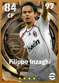 Filippo Inzaghi eFootball 2026 player card — 84 OVR CF