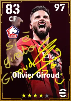 Olivier Giroud eFootball 2026 player card — 83 OVR CF