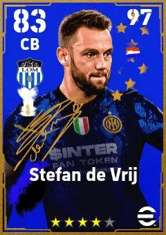Stefan de Vrij eFootball 2026 player card — 83 OVR CB