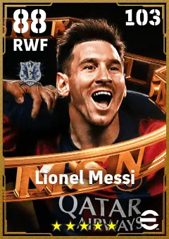 Lionel Messi eFootball 2026 player card — 88 OVR RWF