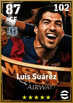 Luis Suarez eFootball 2026 player card — 87 OVR CF