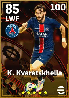 K. Kvaratskhelia eFootball 2026 player card — 85 OVR LWF