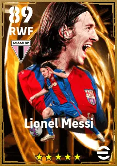 Lionel Messi eFootball 2026 player card — 89 OVR RWF