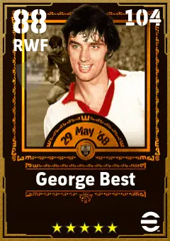 George Best eFootball 2026 player card — 88 OVR RWF