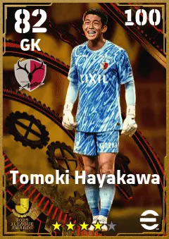Tomoki Hayakawa eFootball 2026 player card — 82 OVR GK