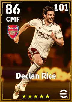 Declan Rice eFootball 2026 player card — 86 OVR CMF