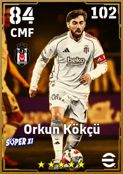 Orkun Kokcu eFootball 2026 player card — 84 OVR CMF