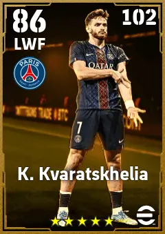K. Kvaratskhelia eFootball 2026 player card — 86 OVR LWF