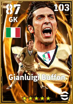 Gianluigi Buffon eFootball 2026 player card — 87 OVR GK