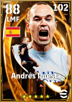 Andres Iniesta eFootball 2026 player card, 88 OVR LMF