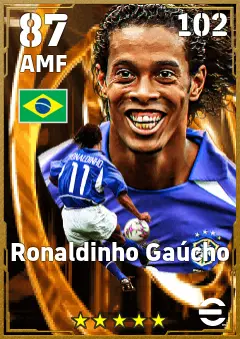 Ronaldinho Gaucho eFootball 2026 player card — 87 OVR AMF