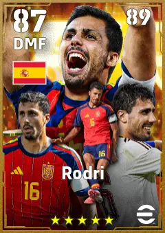 Rodri eFootball 2026 player card — 87 OVR DMF