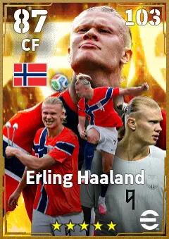 Erling Haaland eFootball 2026 player card — 87 OVR CF