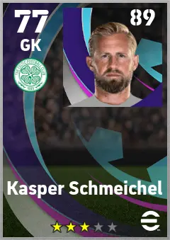 Kasper Schmeichel eFootball 2026 player card — 77 OVR GK