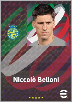 Niccolò Belloni eFootball 2026 player card, 67 OVR RWF