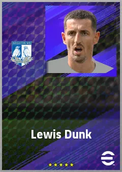 Lewis Dunk eFootball 2026 player card, 76 OVR CB