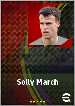 Solly March eFootball 2026 player card, 74 OVR RMF