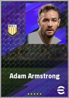 Adam Armstrong eFootball 2026 player card, 74 OVR CF