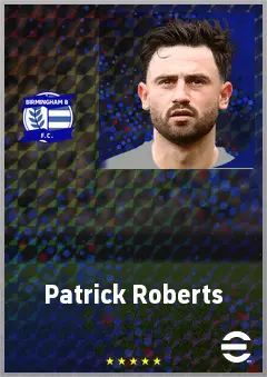 Patrick Roberts eFootball 2026 player card, 72 OVR RWF