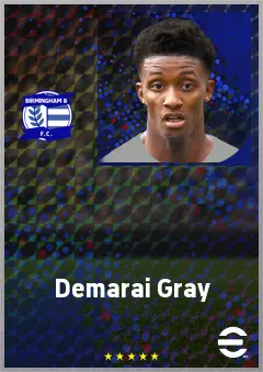 Demarai Gray eFootball 2026 player card, 74 OVR LWF
