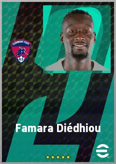 Famara Diédhiou eFootball 2026 player card, 69 OVR CF