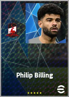 Philip Billing eFootball 2026 player card, 75 OVR CMF