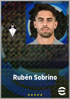 Rubén Sobrino eFootball 2026 player card, 69 OVR LWF
