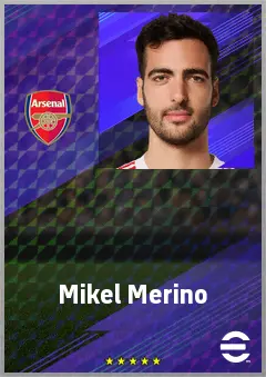 Mikel Merino eFootball 2026 player card, 80 OVR CMF