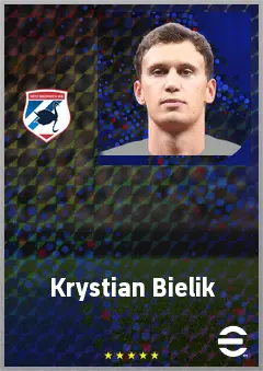 Krystian Bielik eFootball 2026 player card, 71 OVR DMF
