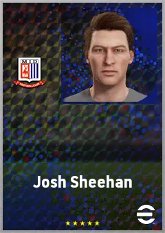 Josh Sheehan eFootball 2026 player card, 70 OVR CMF