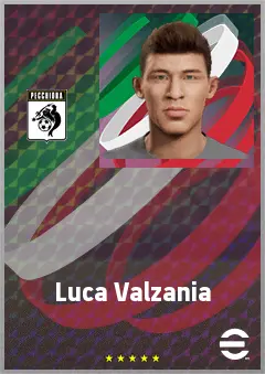 Luca Valzania eFootball 2026 player card, 70 OVR CMF