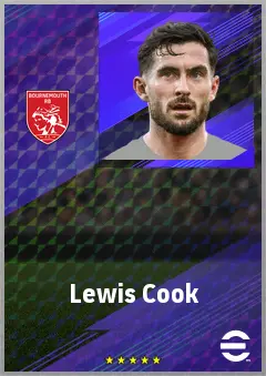 Lewis Cook eFootball 2026 player card, 76 OVR DMF